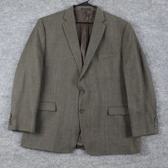 Lauren Ralph Lauren Blazer Men 46R Brown Wool Herringbone Sport Coat Office Work